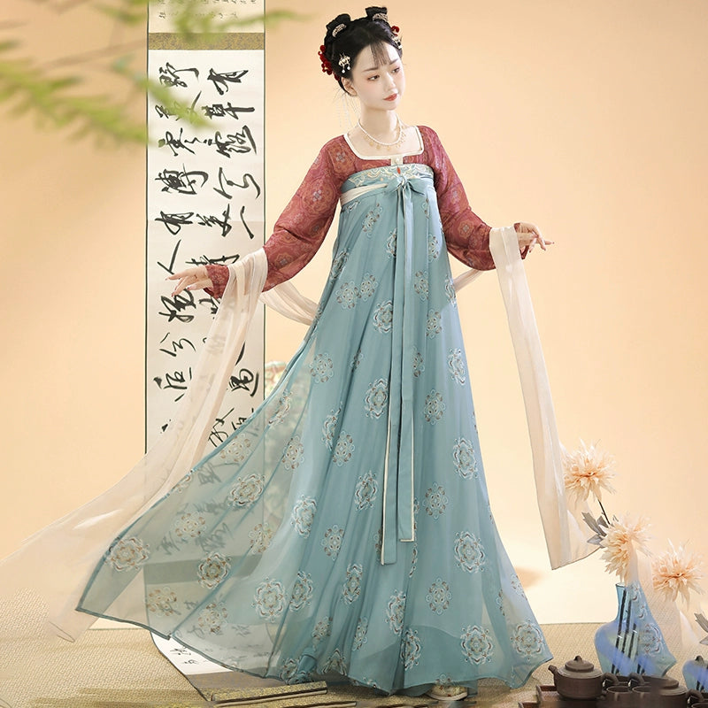 Original Hanfu women Tang Dynasty Open collar chest-length skirt