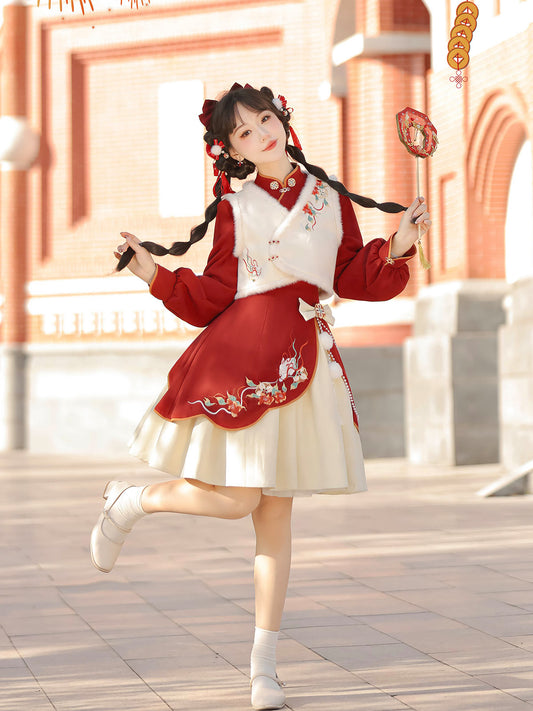 Han Element Series 2025 Hanfu Modified Qipaos Red