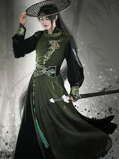 Male Hanfu Ming Dynasty Green Bamboo Leaf