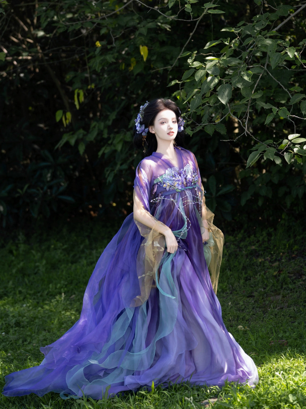 Oriental Aesthetics Series Gladdon Flowers Dancing Hanfu Dress