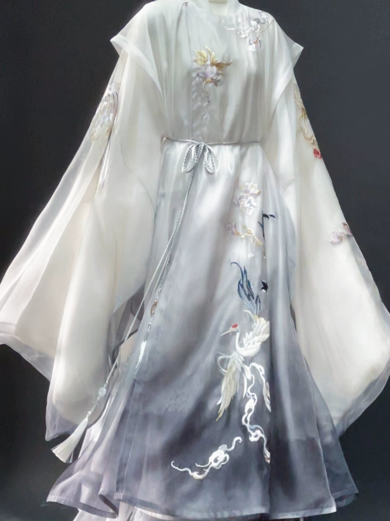 Haute Couture Series Woven Fabric Embroidered Hanfu Qing Huan Crane Third