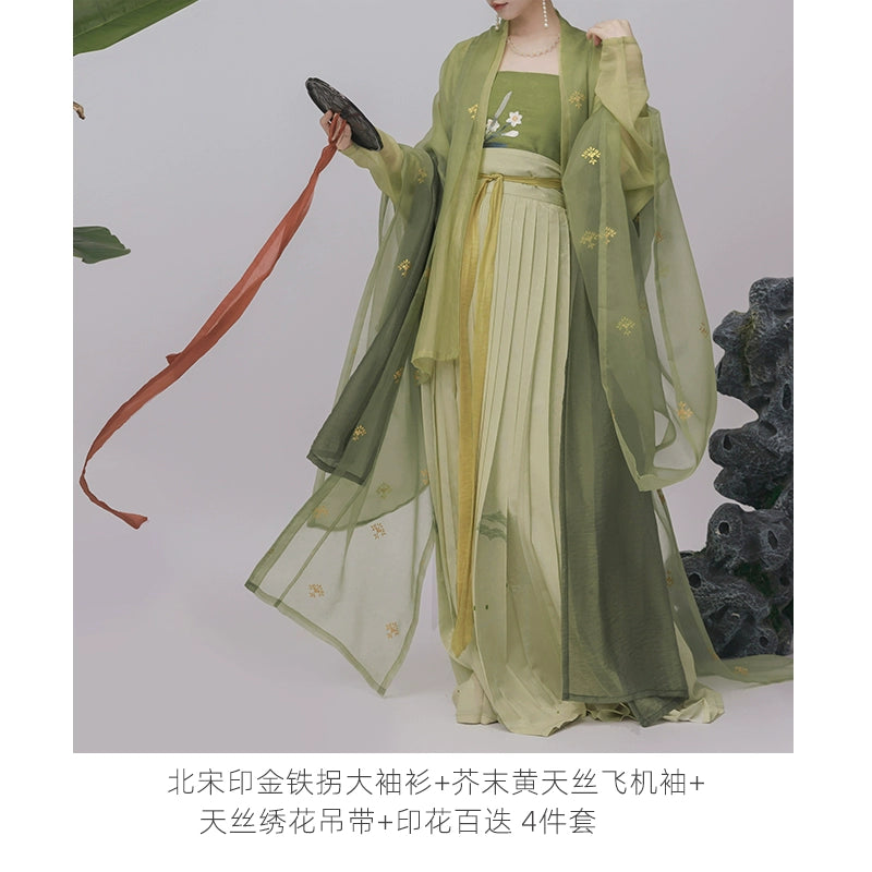 Shangyao Retreat Series Gold Green Song Hanfu