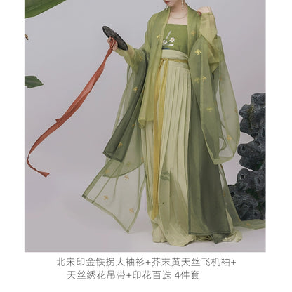 Shangyao Retreat Series Gold Green Song Hanfu