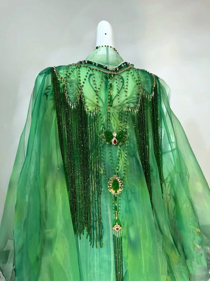 Oriental Aesthetics Series Emerald Butterfly Dancing Hanfu Dress