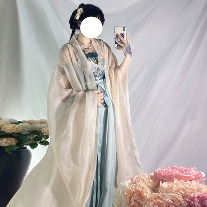 LOOKBOOK SERIES Ming Dynasty Beige Blue Shirt Hanfu