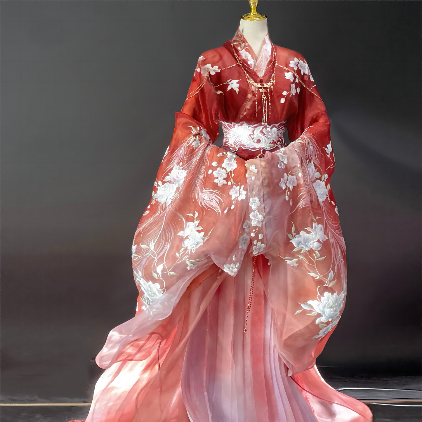 Haute Couture Series Woven Fabric Embroidered Qing Huan Phoenix Warring States Robe