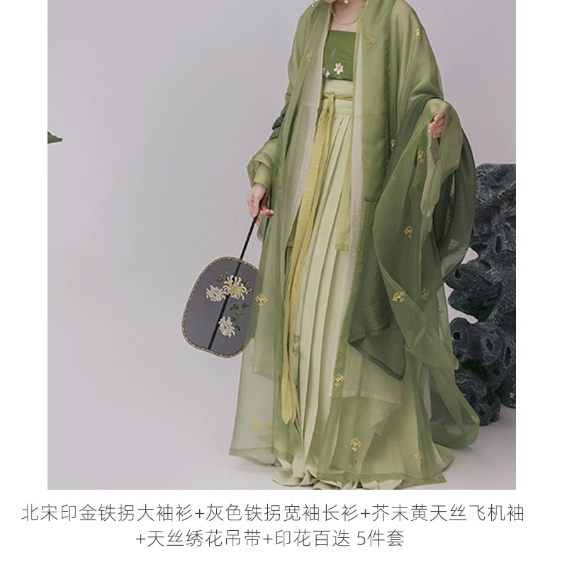 Shangyao Retreat Series Gold Green Song Hanfu