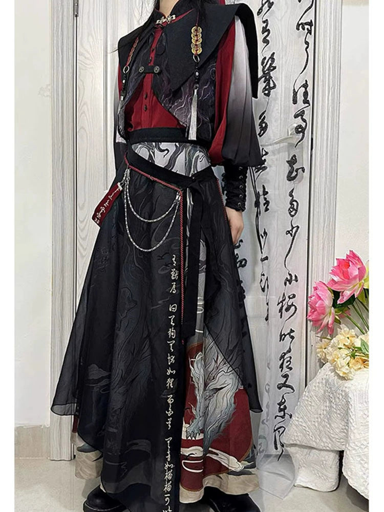 Tang Unisex Improved Han Element Hanfu Embroidery Suit