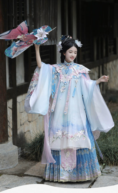 Ming Dynasty Stand-up Collar Long Shirt Hanfu Embroidered shoulder