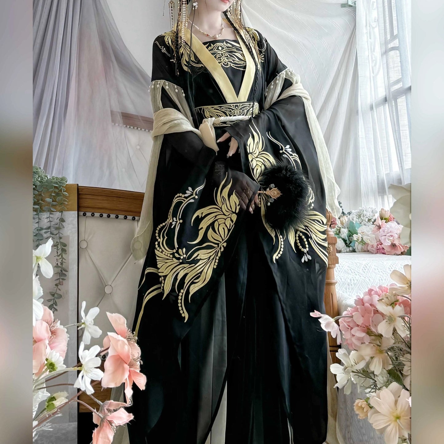 Lookbook Series 2025 Hanfu Surging Black Billow Red