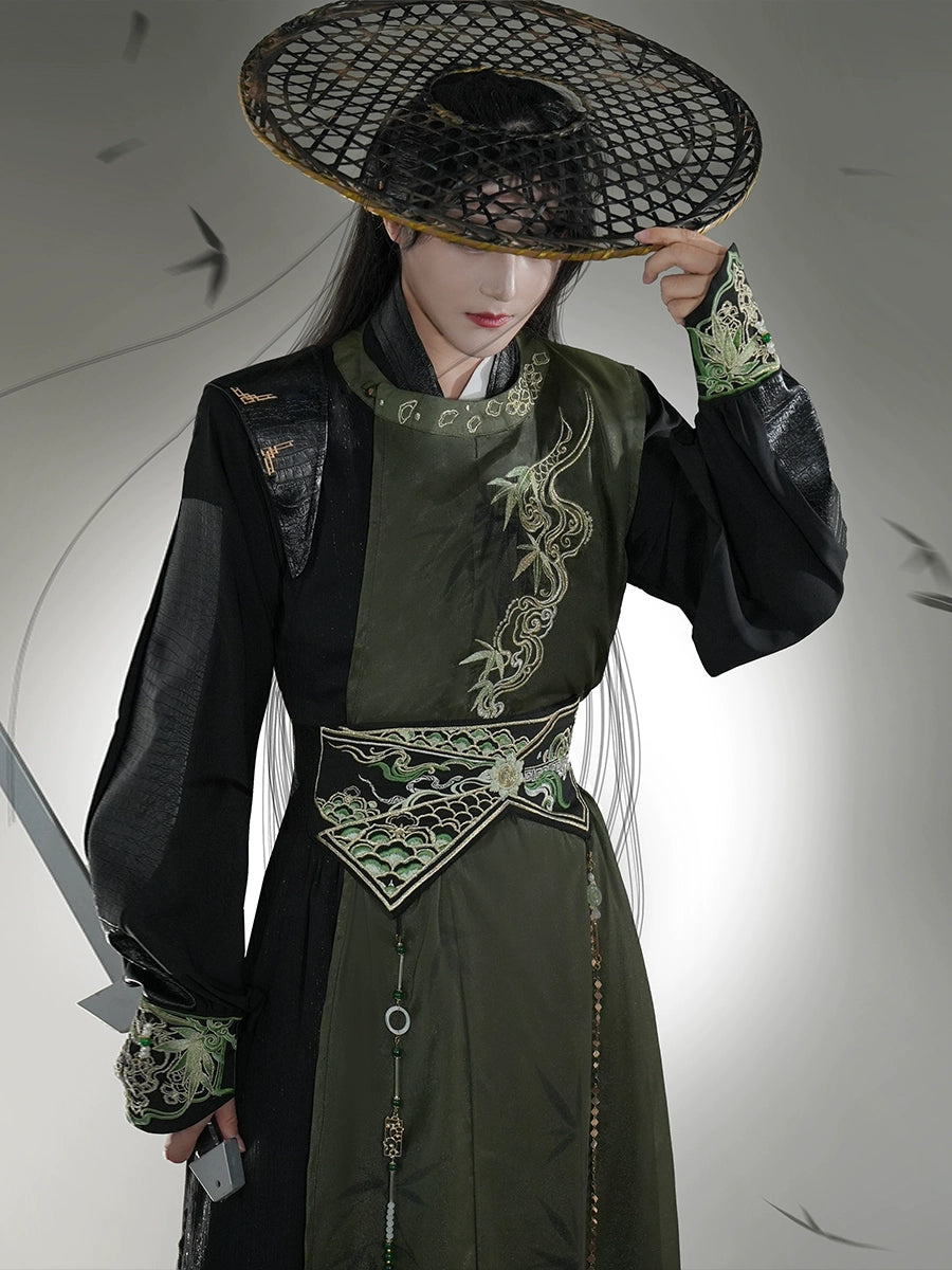 Male Hanfu Ming Dynasty Green Bamboo Leaf