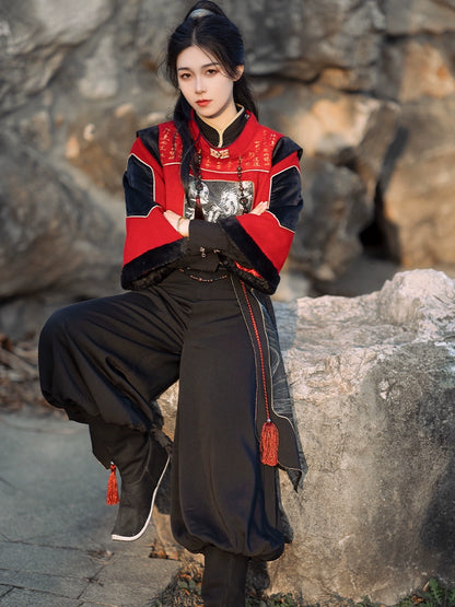 Flower Poetry Men Women Unisex Wind Dragon Chinese Elements Dragon Year Hanfu Embroidery Set