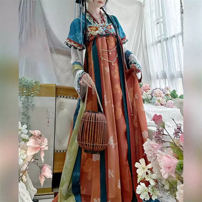 Lookbook Series 2025 Hanfu Moon Blue Applique Orange