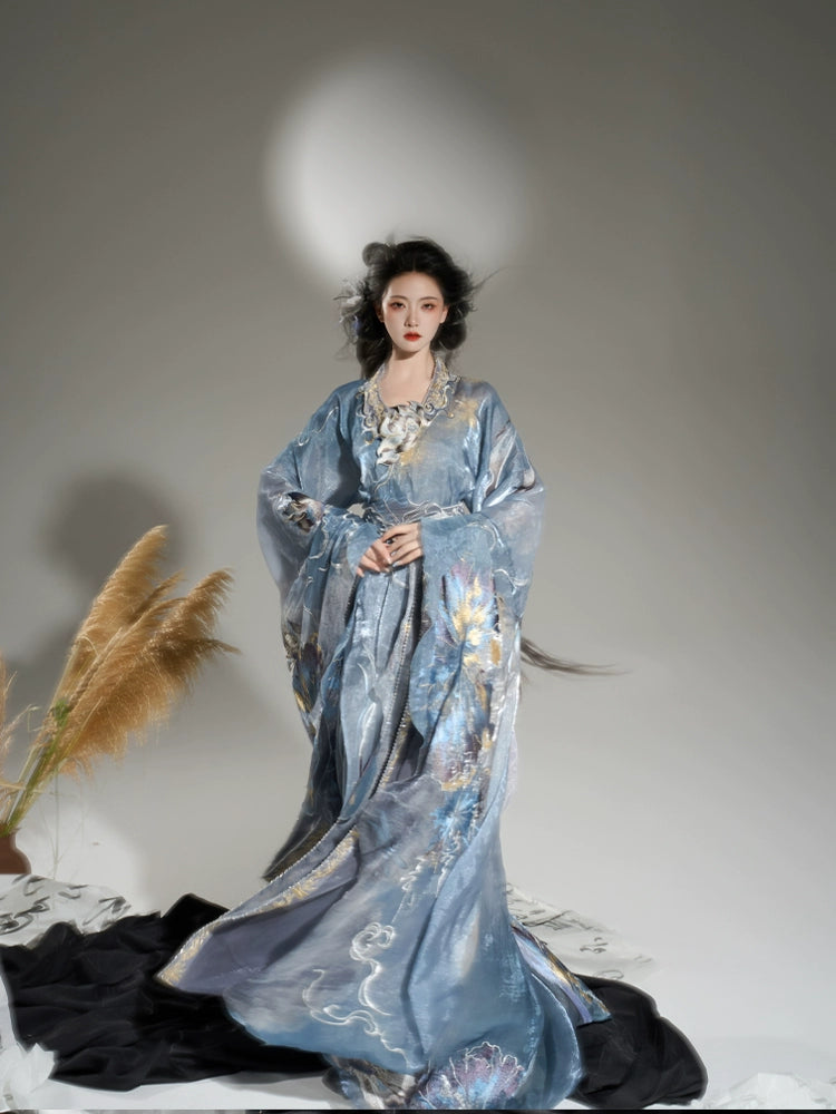 Ethereal Dreamscape Series Supreme Hanfu-Charm of Ink, Dragonfly, and Lotus