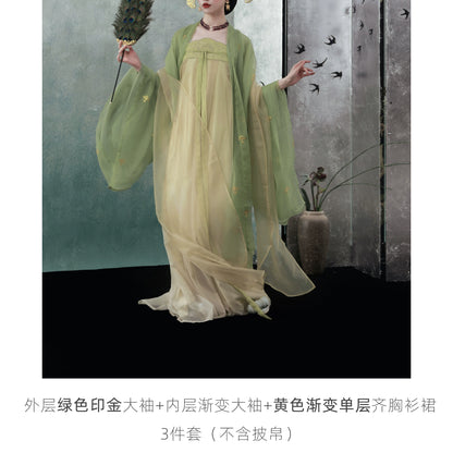 Shangyao Retreat Series Cyan Gradient Song Hanfu