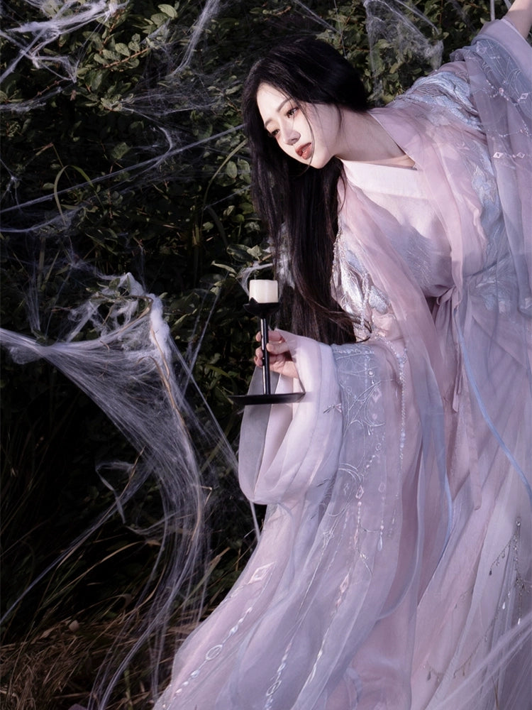 Ethereal Dreamscape Series Supreme Hanfu-Elegant Silk Veil Resembling Spider's Web