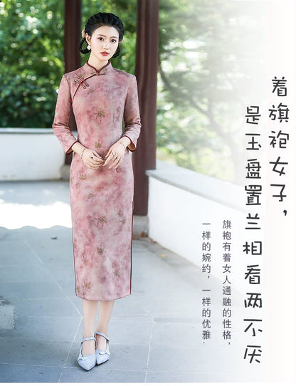 Plus Size Silk Autumn Winter Cheongsam Qipao 18