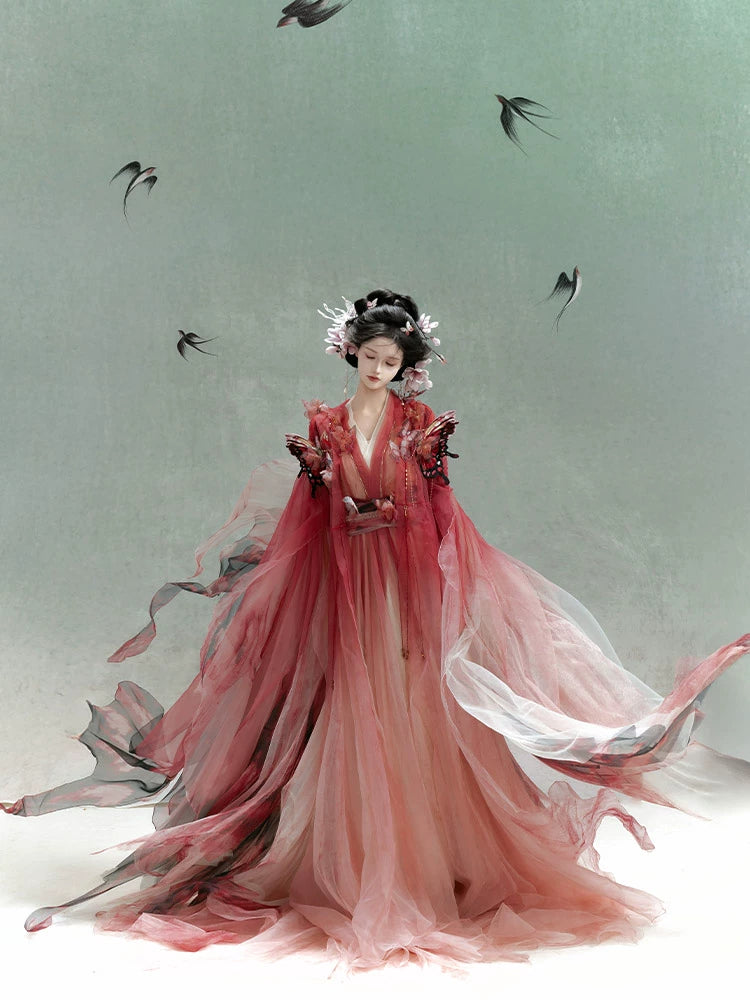 Mythology Series Blush Lepida Embroidered Myrobalan Skirt Hanfu