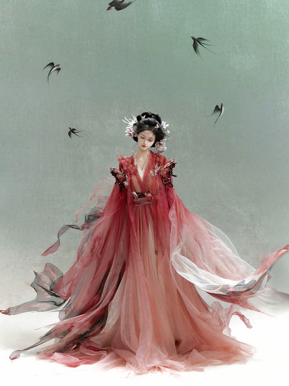 Mythology Series Blush Lepida Embroidered Myrobalan Skirt Hanfu
