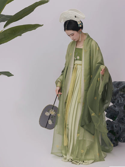 Shangyao Retreat Series Gold Green Song Hanfu