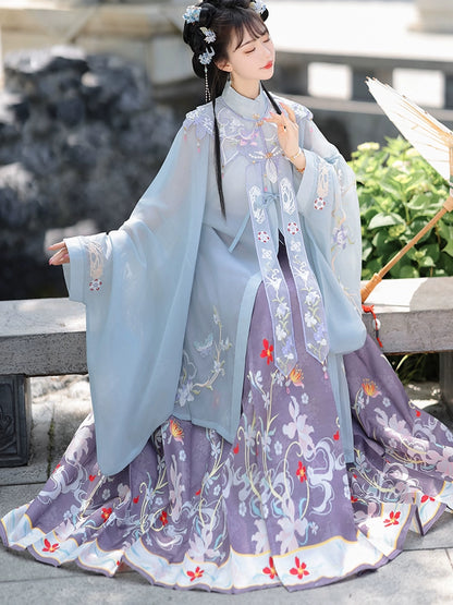 LOOKBOOK SERIES Ming Dynasty Horse Face Skirt Pink Blue Set