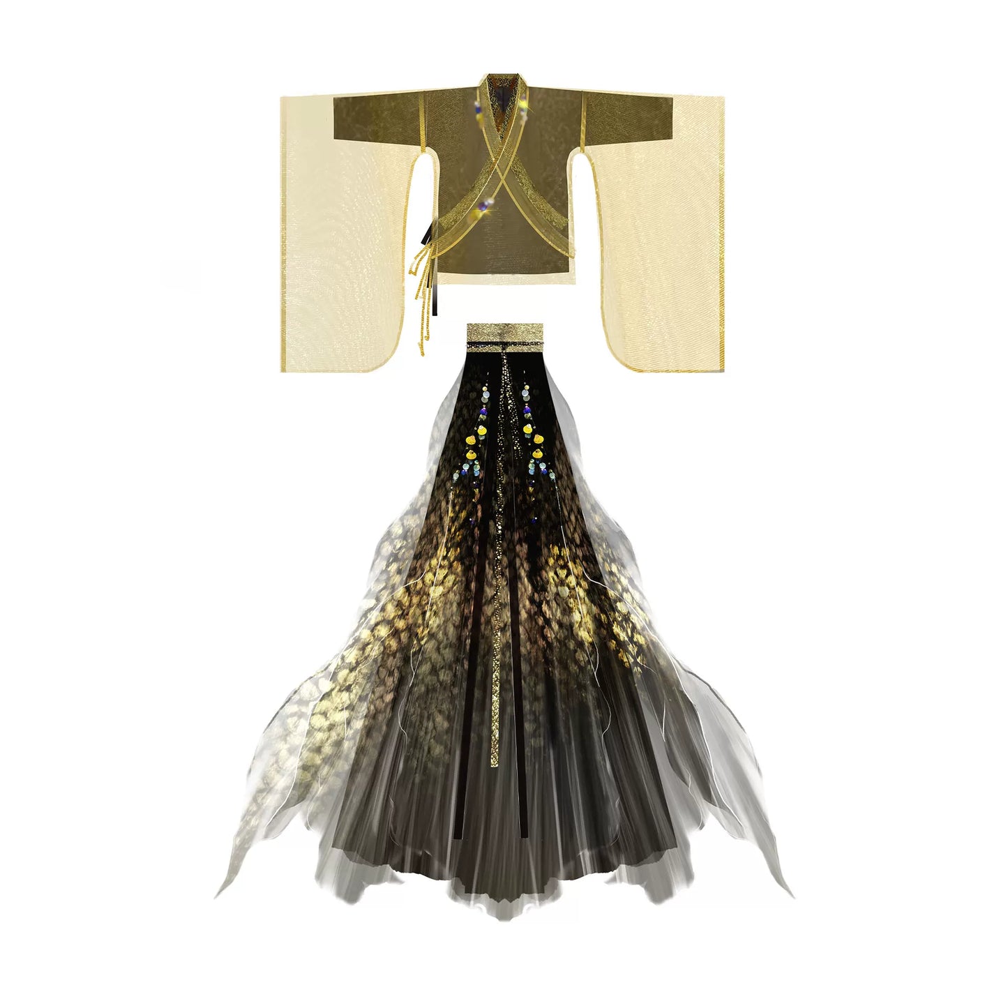 Oriental Aesthetics Series Golden Scale Hanfu Dress