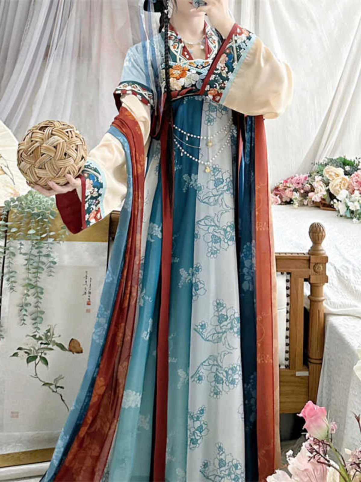 LOOKBOOK SERIES Tang Dynasty Blue Orange Shirt Hanfu