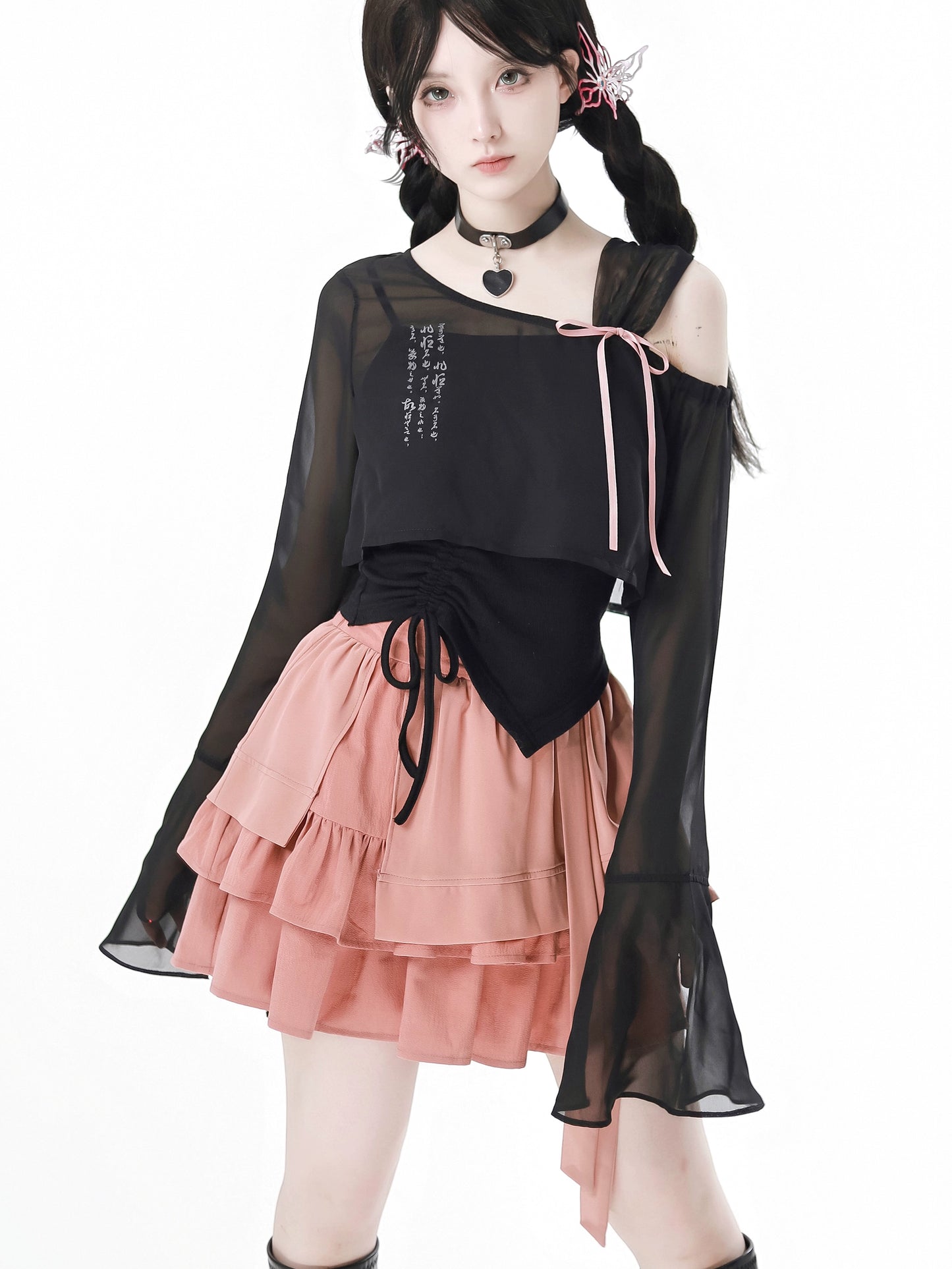 New Chinese Style Mix Slim Skirt Chunshan Suit