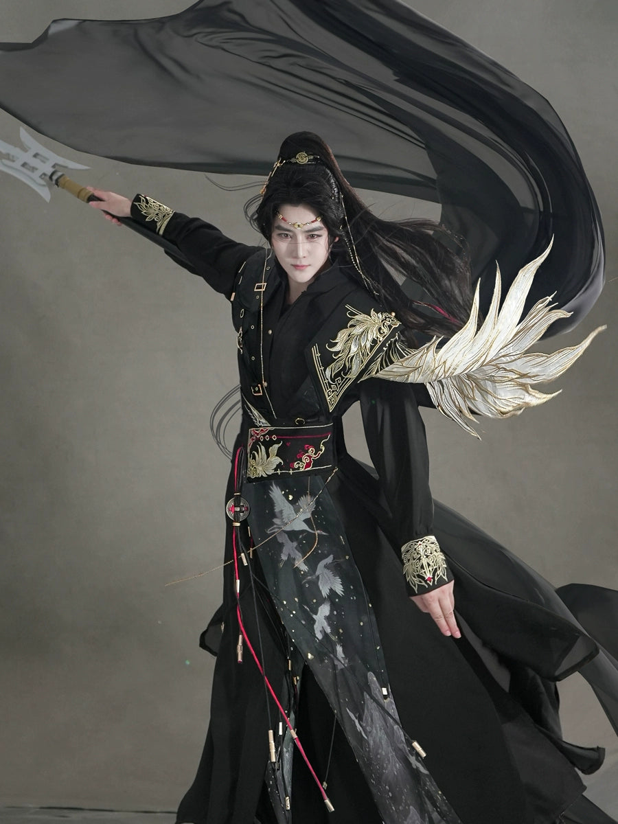 Male Hanfu Tang Dynasty Black Gold Bird