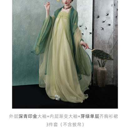 Shangyao Retreat Series Cyan Gradient Song Hanfu