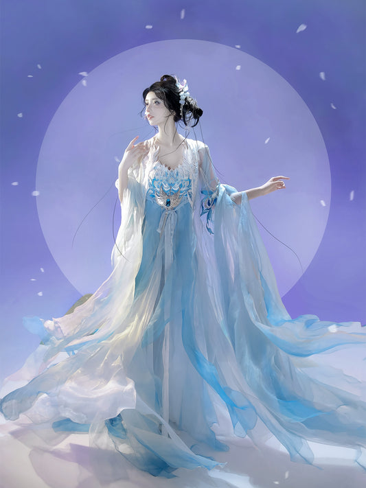 Mythology Series Azure Plume Embroidered Myrobalan Skirt Hanfu