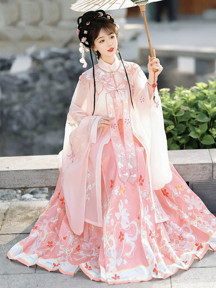 LOOKBOOK SERIES Ming Dynasty Horse Face Skirt Pink Blue Set