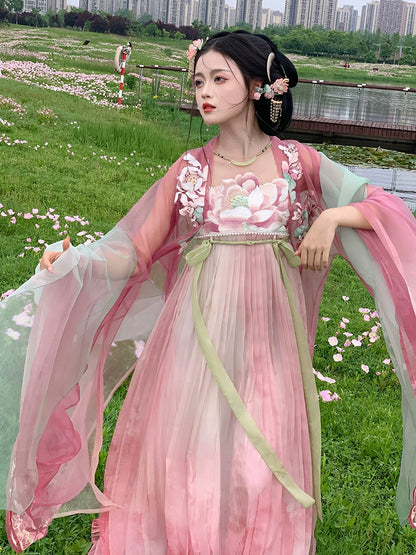 Lotus Hanfu Improved summer style Myrobalan Skirt