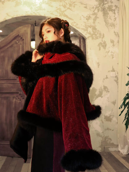 New Chinese Style Velvet Silk Cheongsam Winter Coat