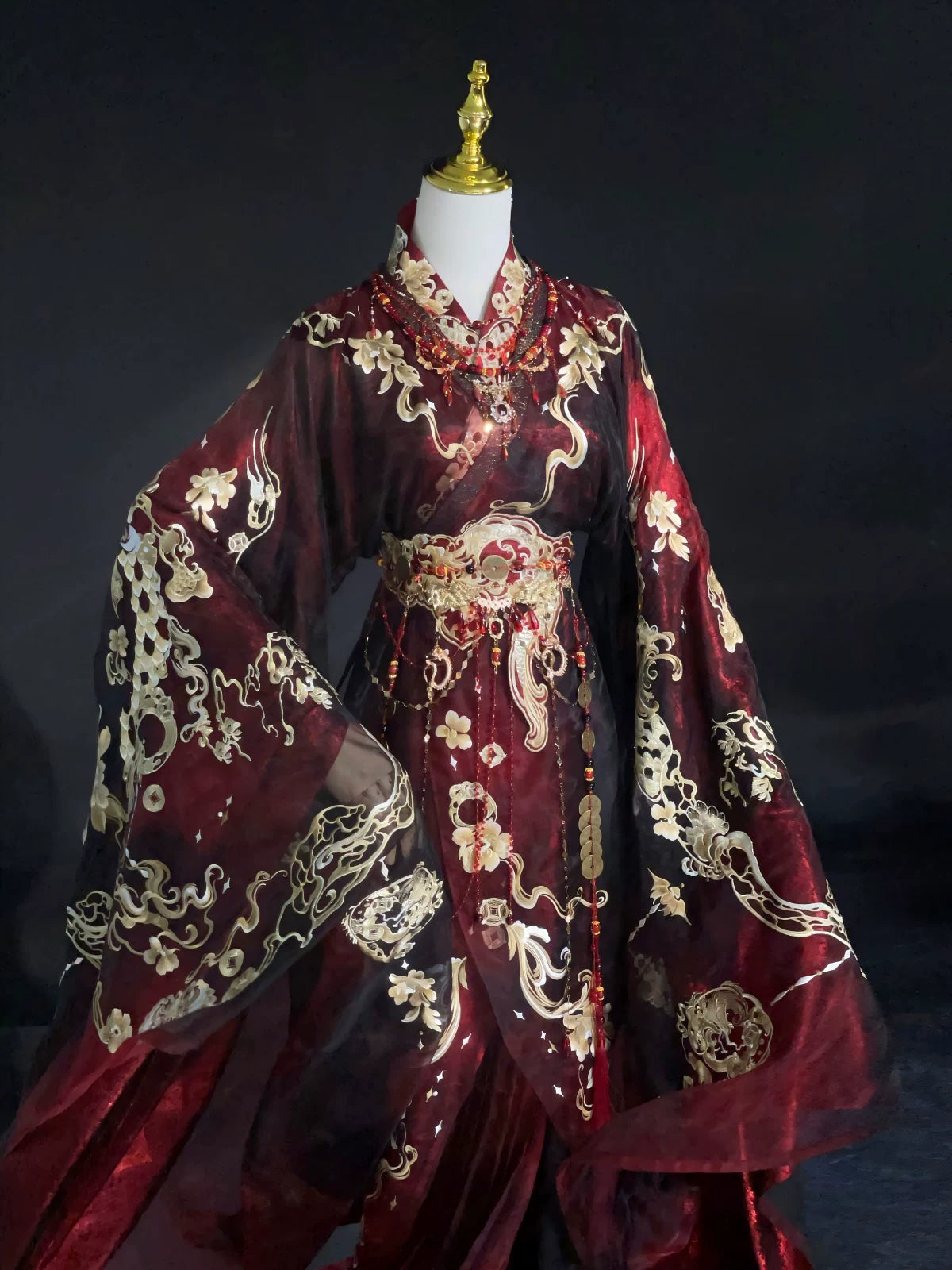 Haute Couture Series Woven Fabric Embroidered Hanfu Qing Huan Meet Dragon Qin