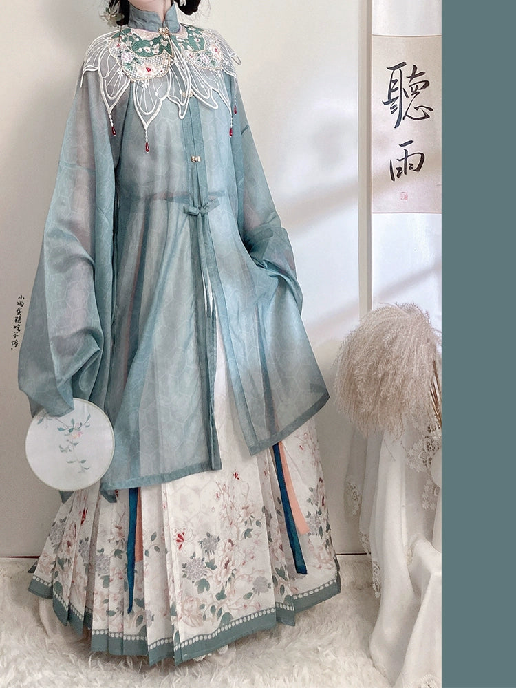 LOOKBOOK SERIES Ming Dynasty Horse Face Skirt Light Blue Set