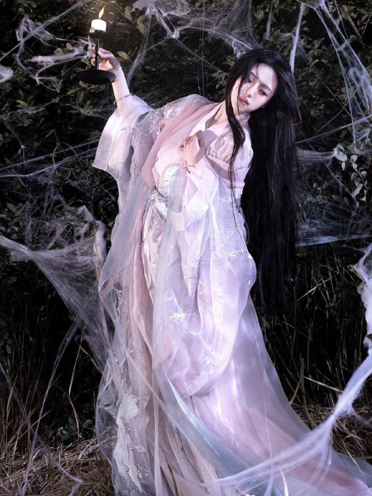 Ethereal Dreamscape Series Supreme Hanfu-Elegant Silk Veil Resembling Spider's Web