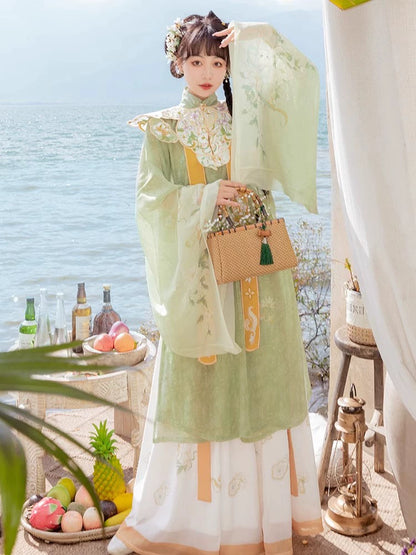 LOOKBOOK SERIES Ming Horse Face Skirt Red Green Hanfu