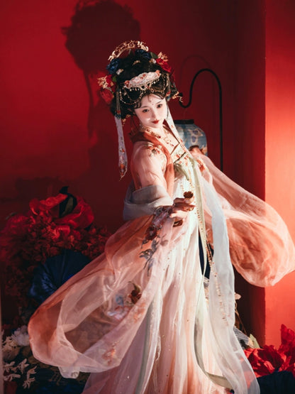 Cloud-Kissing Nature Series Ruby Bloom Tang Hanfu