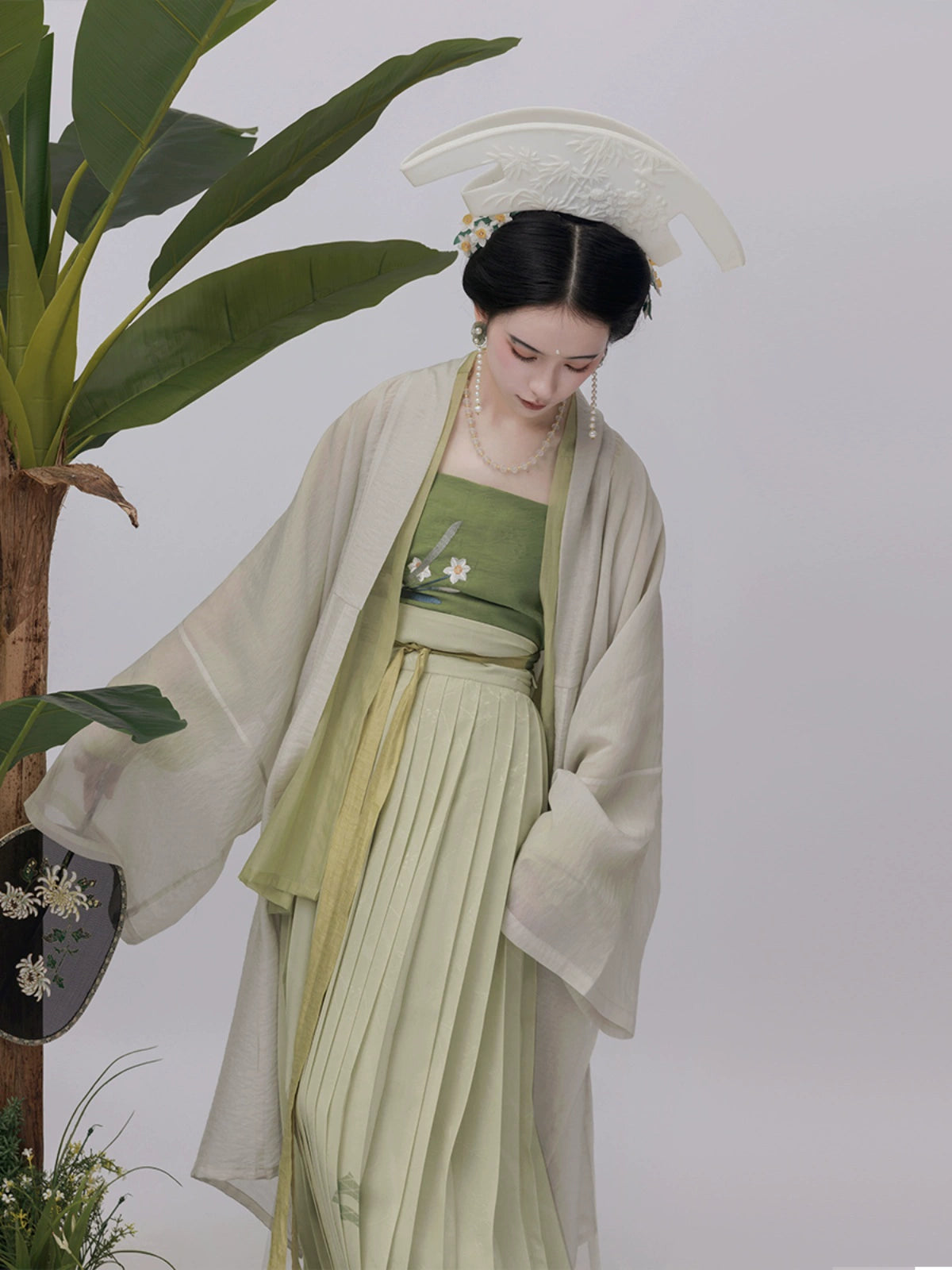 Shangyao Retreat Series Gold Green Song Hanfu