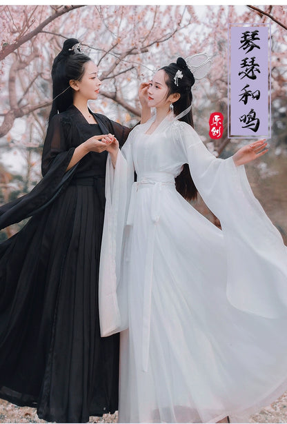 Song Dynasty Original Hanfu women Waist-length skirt, white black