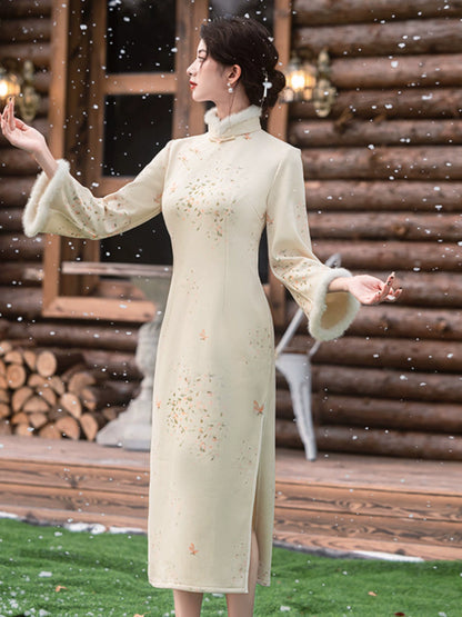 Plus Size Silk Autumn Winter Cheongsam Qipao 4