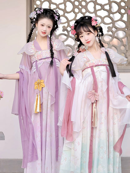 LOOKBOOK SERIES Tang Dynasty White Purple Shirt Hanfu