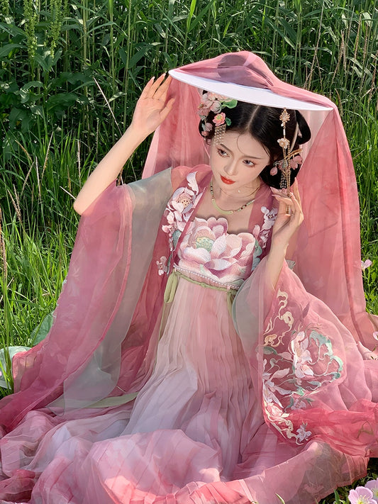 Lotus Hanfu Improved summer style Myrobalan Skirt