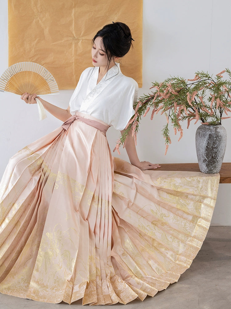 Dreams Lian Sheng Gold-Woven Horse-Faced Skirt