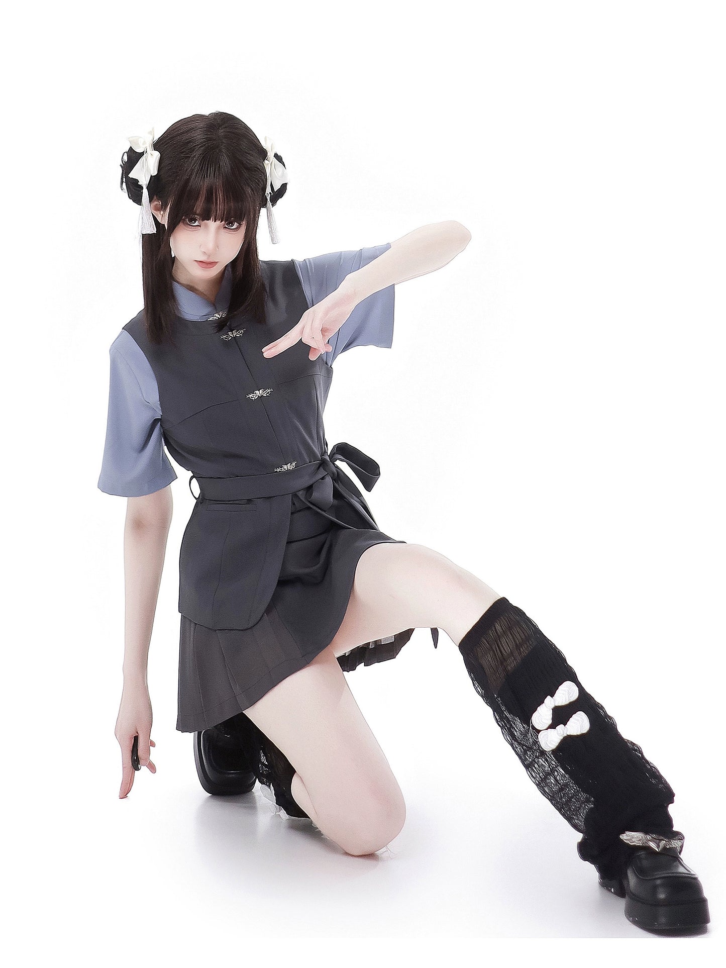New Chinese Style Mix Slim Skirt Graduation Suit