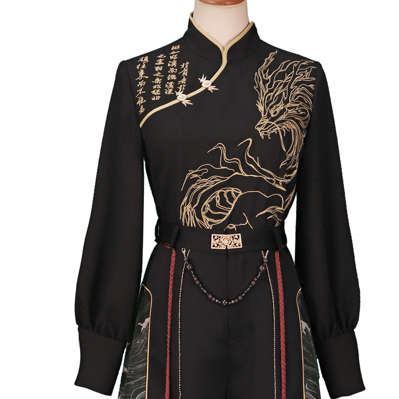 Flower Poetry Men Women Unisex Wind Dragon Chinese Elements Dragon Year Hanfu Embroidery Set