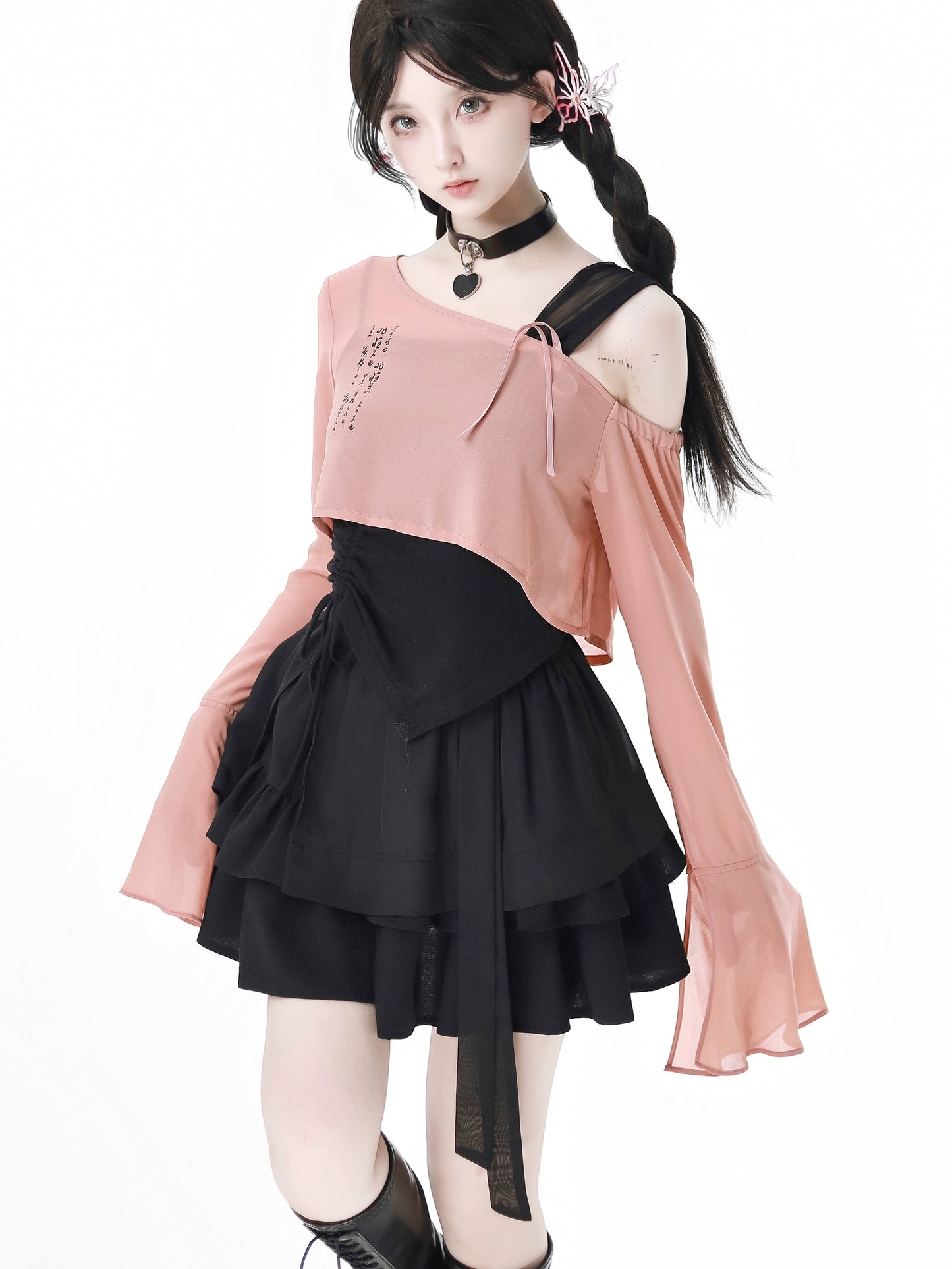 New Chinese Style Mix Slim Skirt Chunshan Suit