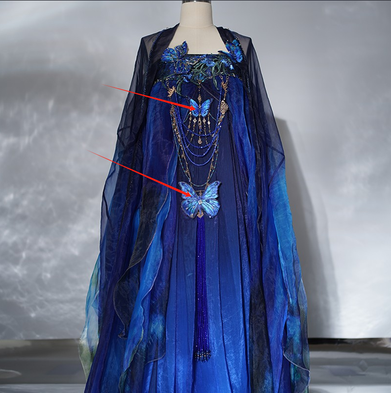 Mythology Series Blue Butterfly Embroidered Myrobalan Skirt Hanfu