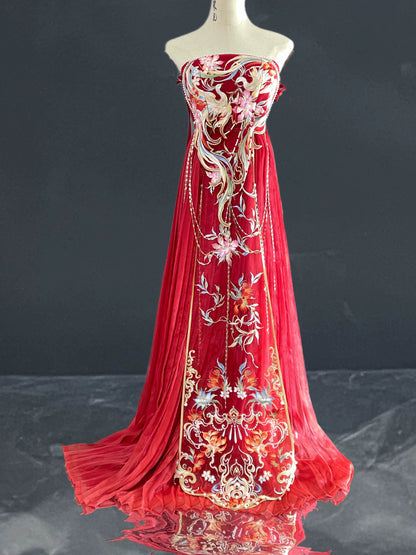 Haute Couture Series Woven Fabric Embroidered Hanfu Qing Huan Royal Phoenix Bride
